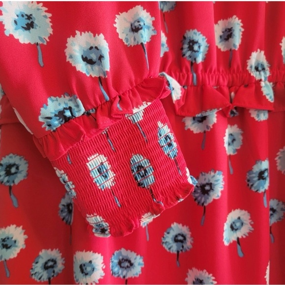 J Crew Women's Size 14 Red Longfellow Lined Floral Casual Dress - Picture 4 of 11